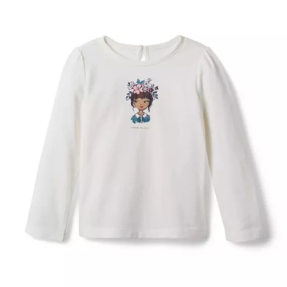 Janie And Jack Girls Long Sleeve Tee Shirt Size 6 Printed Graphic 100% Cotton - Picture 1 of 6